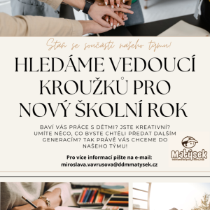 Hledáme vedoucí kroužků pro nový školní rok
