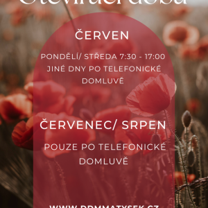 Otevírací doba v červnu a o prázdninách