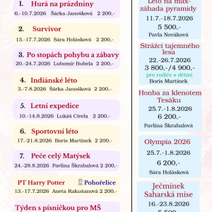 ZBYSTŘETE! PŘIHLAŠOVÁNÍ LETNÍCH TÁBORŮ JE TADY!